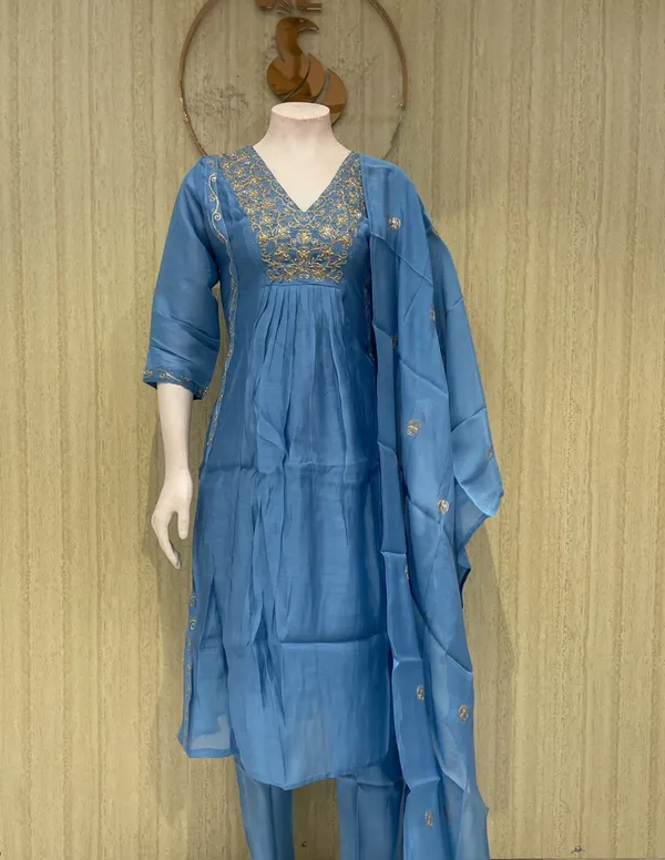 Blue_Cotton_Premium_Kurta_Set_For_Women