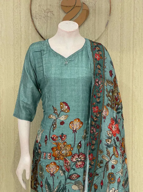 Teal_Cotton_Premium_Kurta_Set_For_Women