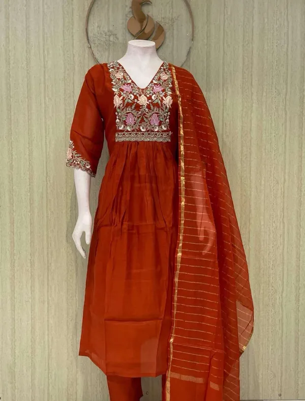 Rust_Cotton_Premium_Kurta_Set_For_Women