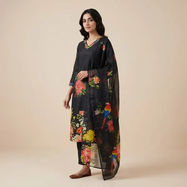 Black_Cotton_Premium_Kurta_Set_For_Women