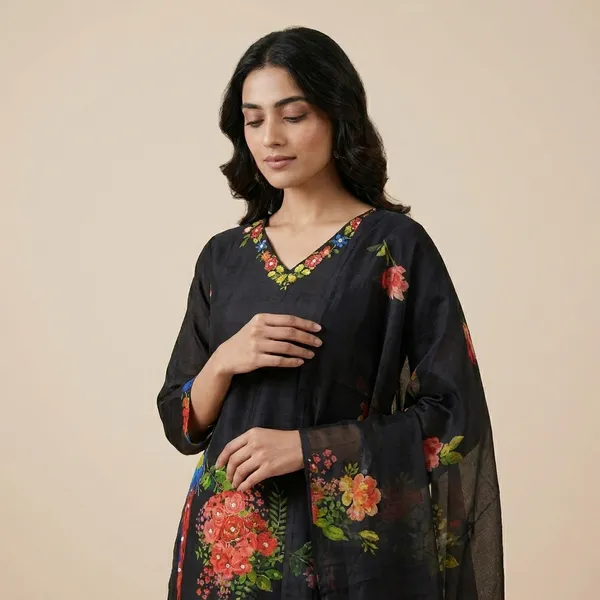 Black_Cotton_Premium_Kurta_Set_For_Women