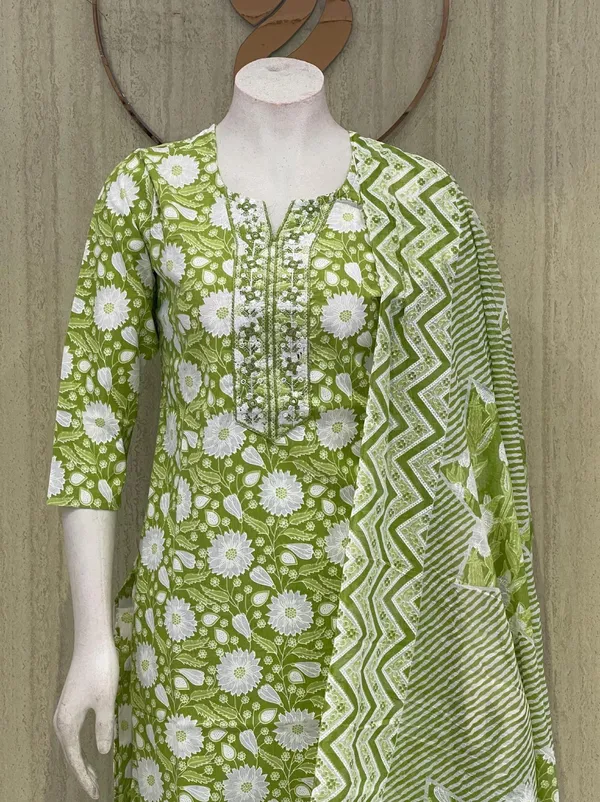 Green_Floral_Print_Cotton_Unstitched_Suit_Set_with_Chevron_Dupatta