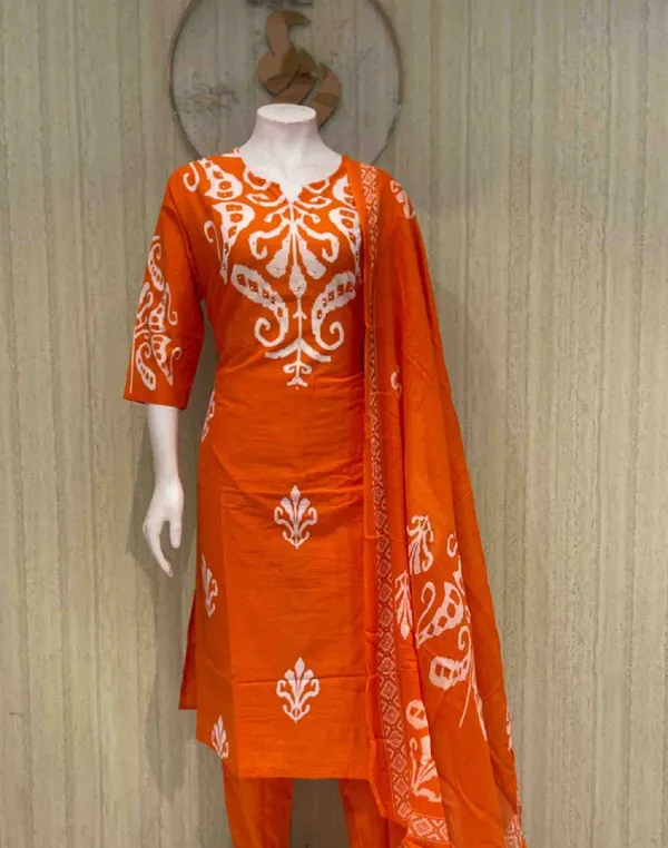 Orange_Cotton_Premium_Kurta_Set_For_Women