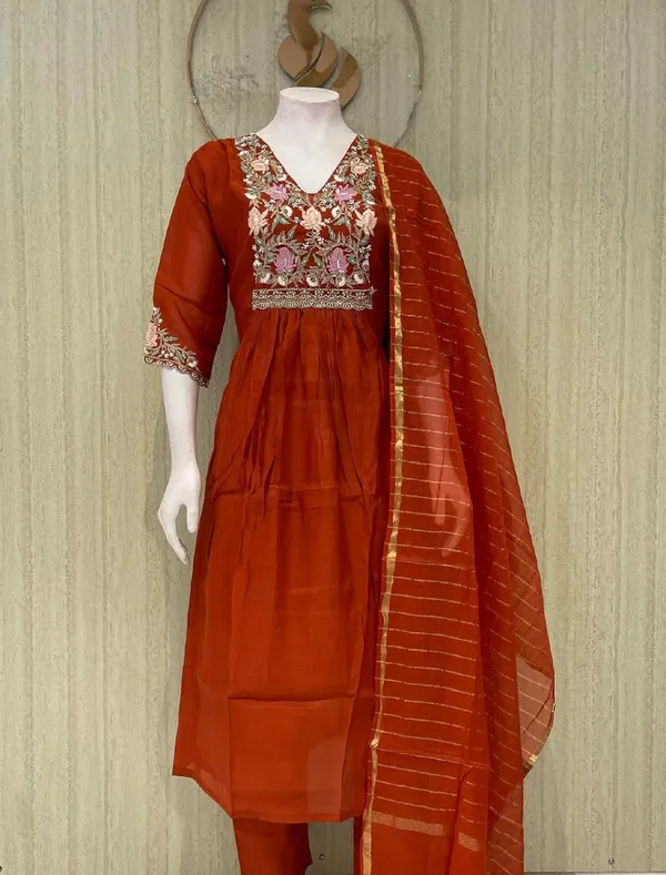 Orange_Cotton_Premium_Kurta_Set_For_Women