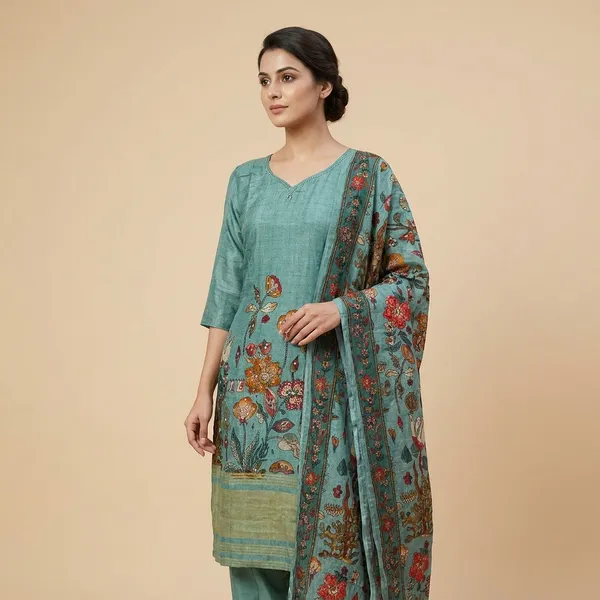 Teal_Cotton_Premium_Kurta_Set_For_Women