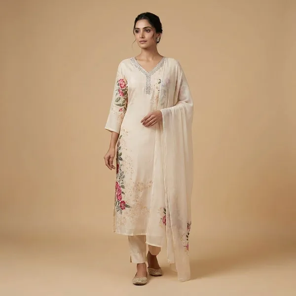 Beige_Cotton_Premium_Kurta_Set_For_Women