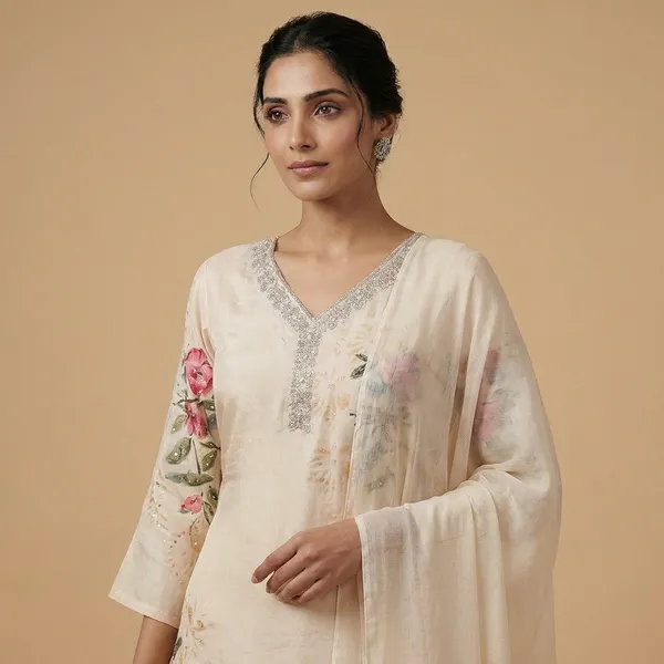 Beige_Cotton_Premium_Kurta_Set_For_Women