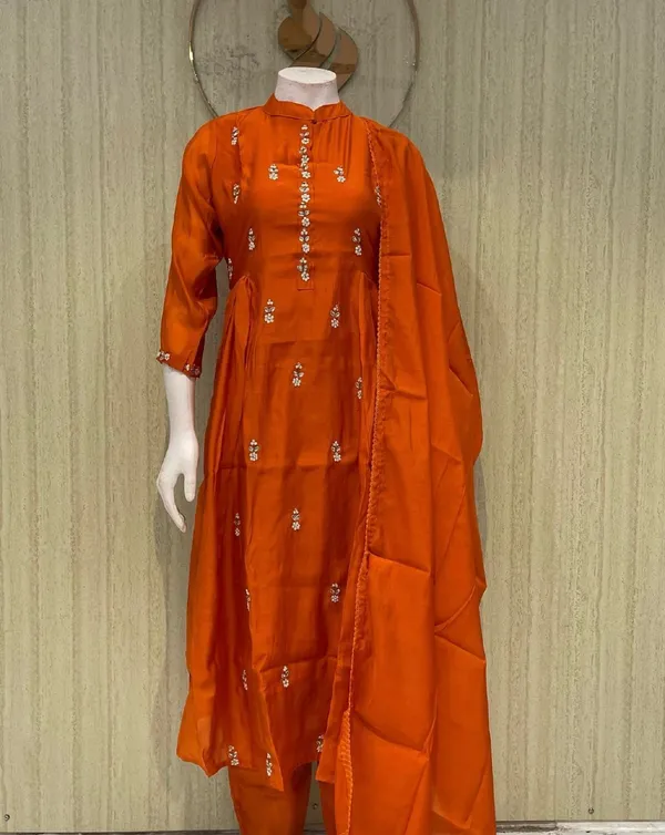 Orange_Cotton_Premium_Kurta_Set_For_Women