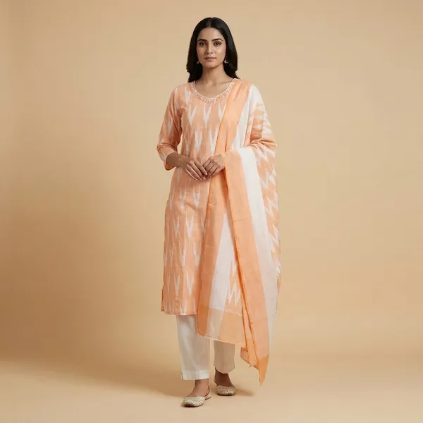 Peach_Cotton_Premium_Kurta_Set_For_Women