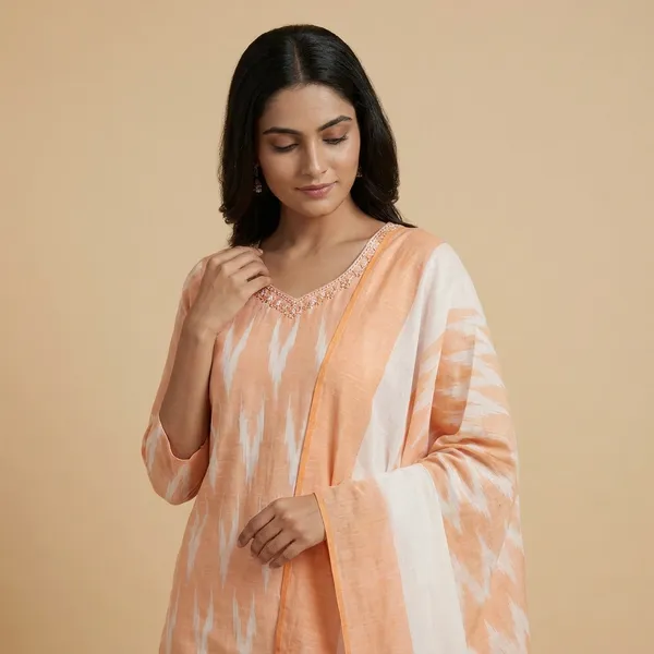 Peach_Cotton_Premium_Kurta_Set_For_Women