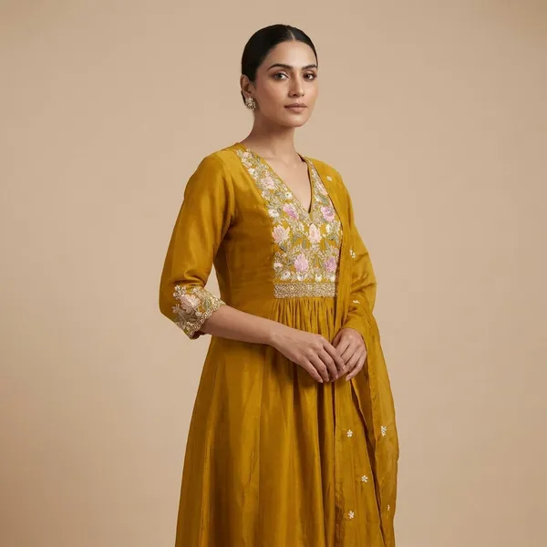 Mustard_Cotton_Premium_Kurta_Set_For_Women