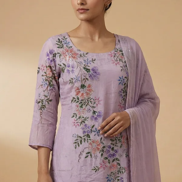 Lavender_Cotton_Premium_Kurta_Set_For_Women