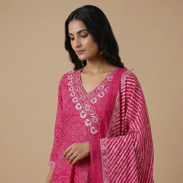 Pink_Cotton_Premium_Kurta_Set_For_Women