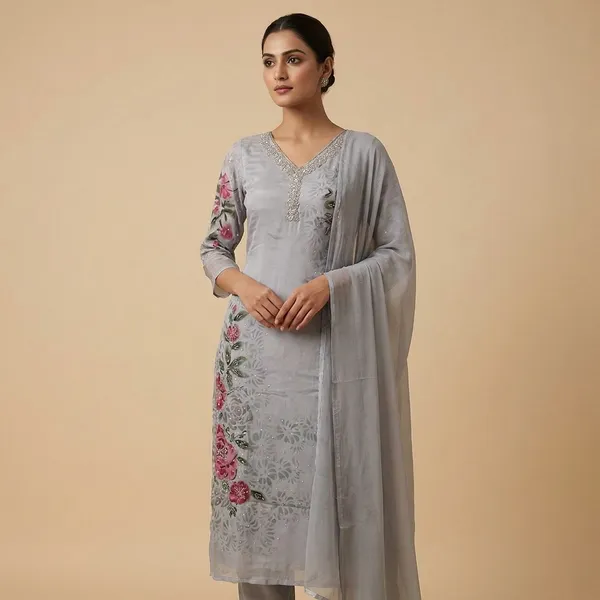 Grey_Cotton_Premium_Kurta_Set_For_Women