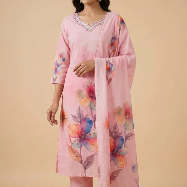 Pink_Cotton_Premium_Kurta_Set_For_Women