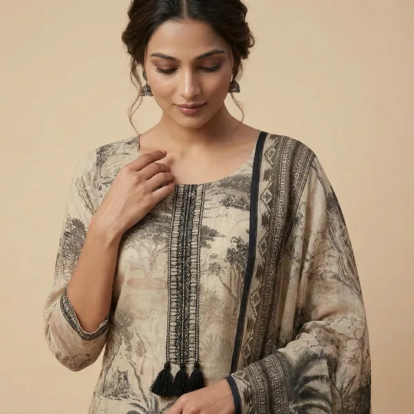 Beige_Cotton_Premium_Kurta_Set_For_Women