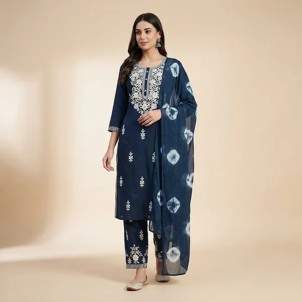 Navy_Cotton_Premium_Kurta_Set_For_Women