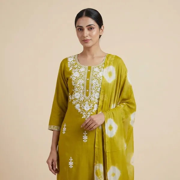 Mehendi_Cotton_Premium_Kurta_Set_For_Women