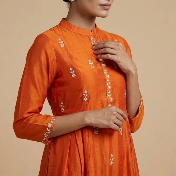 Orange_Cotton_Premium_Kurta_Set_For_Women