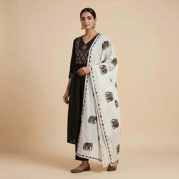 Black_Cotton_Premium_Kurta_Set_For_Women