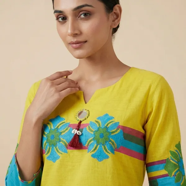 Yellow_Cotton_Premium_Kurta_Set_For_Women
