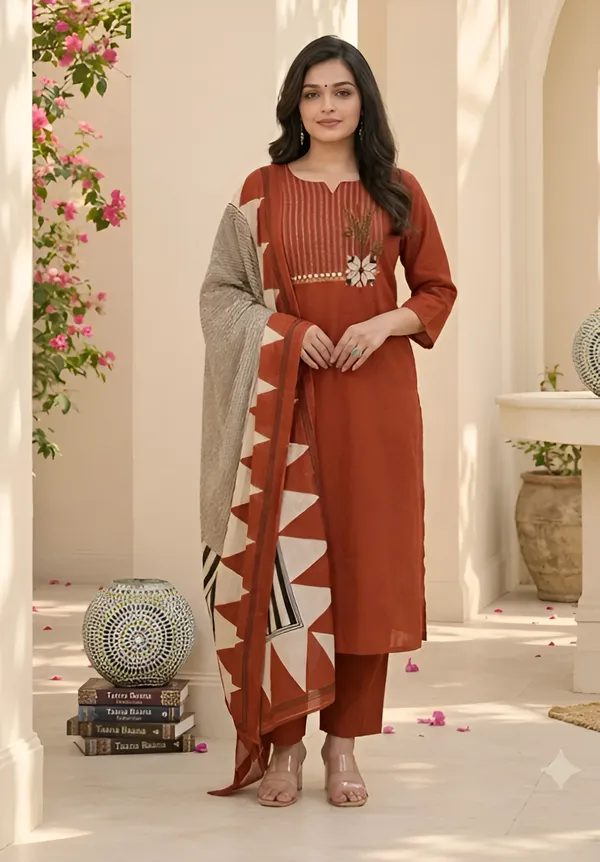 Elegant_Rust_Red_Handloom_Cotton_Suit_Set_with_Dupatta