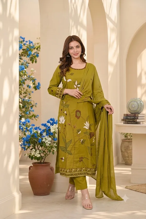 Premium_Olive_Green_Cotton_Threadwork_Suit_Set