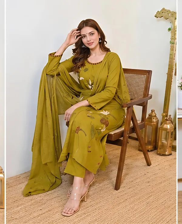 Premium_Olive_Green_Cotton_Threadwork_Suit_Set