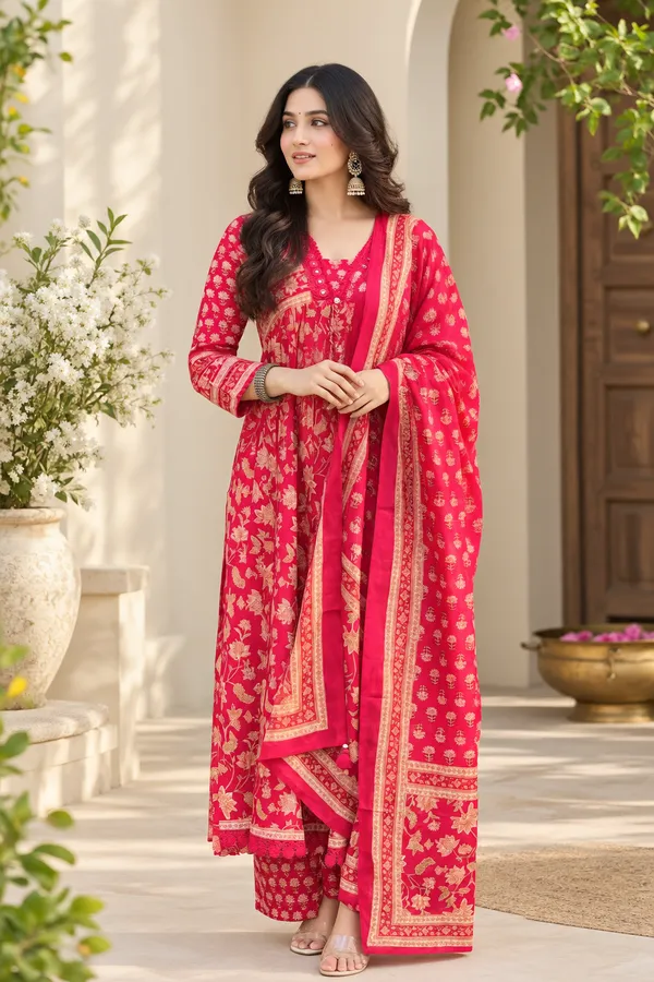 Radiant_Crimson_Floral_Pure_Cotton_Suit_Set