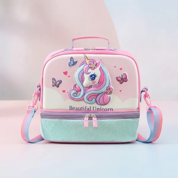 White_&_Pink_Polyester_Premium_Double_Fun_Lunch_Bag_Unicorn_For_Kids