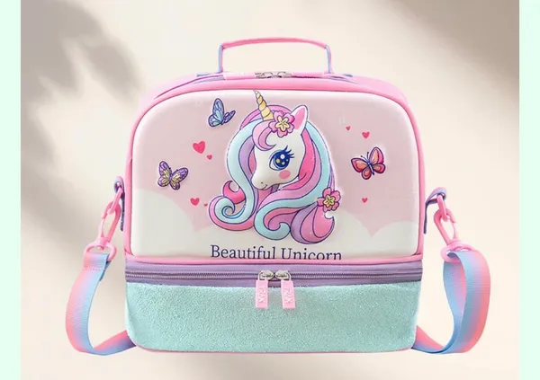White_&_Pink_Polyester_Premium_Double_Fun_Lunch_Bag_Unicorn_For_Kids