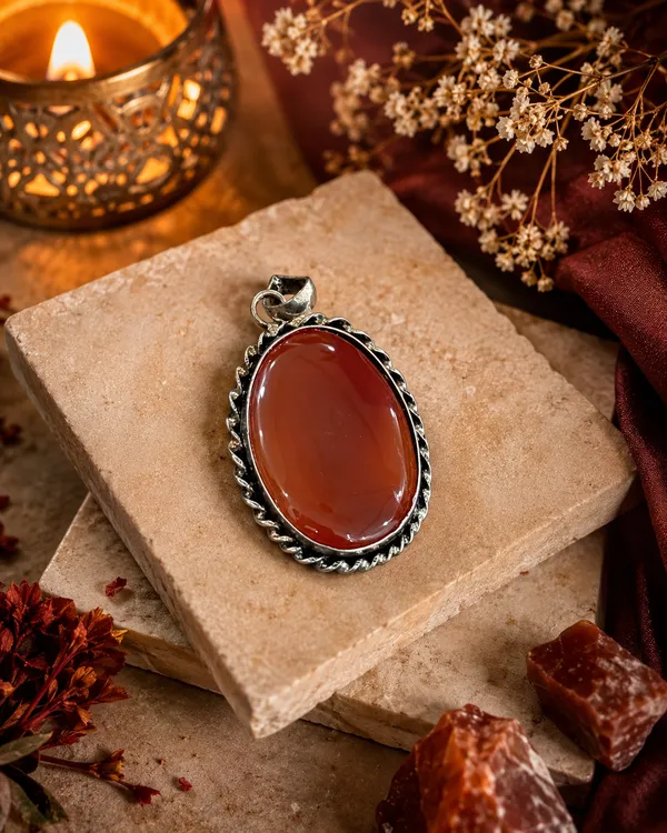 Silver_Tone_Red_Oval_Pendant_Necklace_for_Women