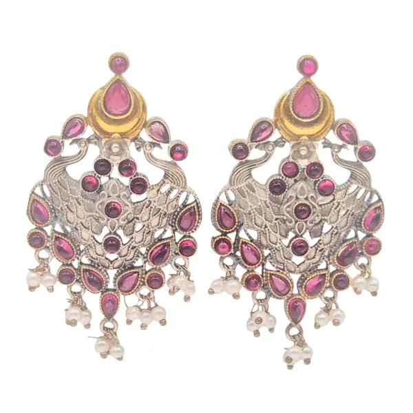 White_German_Silver_&_Quartz_Earrings_For_Women