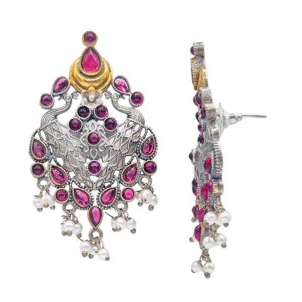 White_German_Silver_&_Quartz_Earrings_For_Women