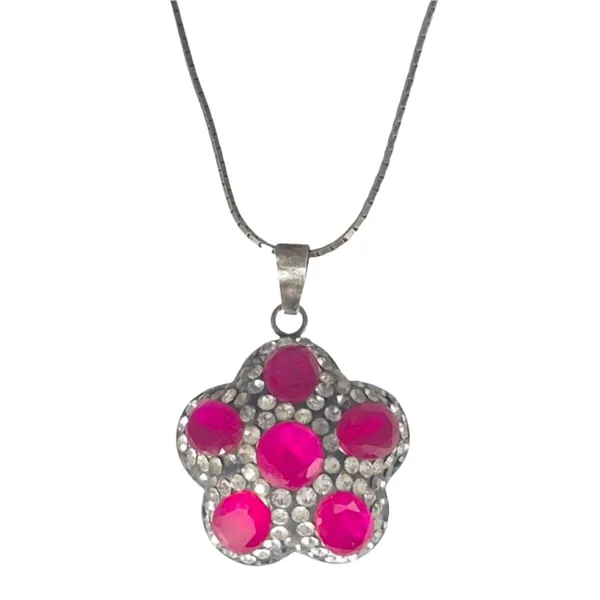 Red_And_White_Ruby_&_Silver_Necklace_For_Women