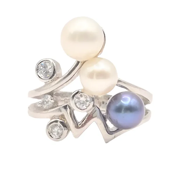 White_And_Purple_Pearl_&_925_Silver_Ring_For_Women