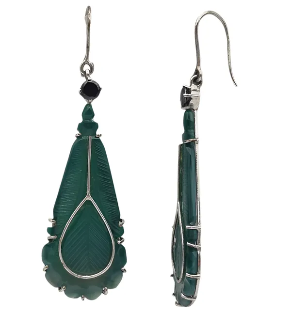 Green_And_Black_Onyx_&_Cz_Earrings_For_Women