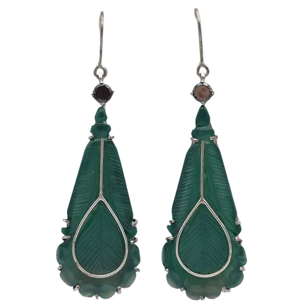 Green_And_Black_Onyx_&_Cz_Earrings_For_Women