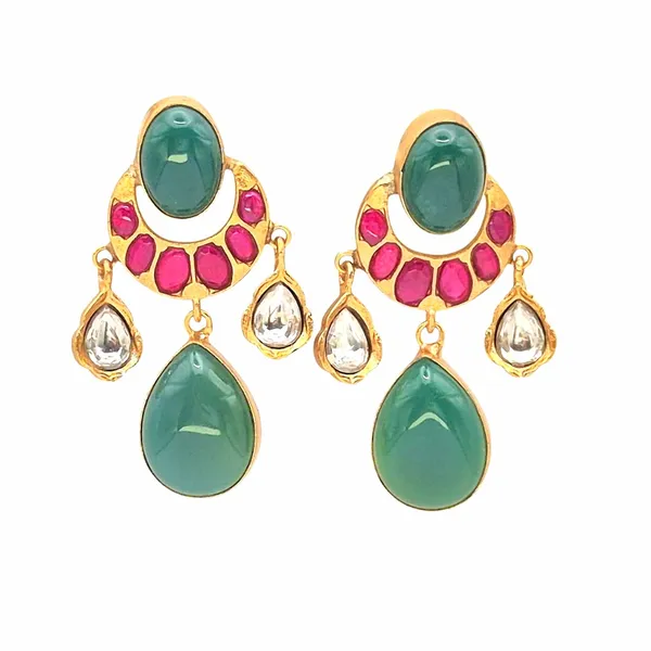 Green_And_Pink_Onyx_&_Quartz_Earrings_For_Women