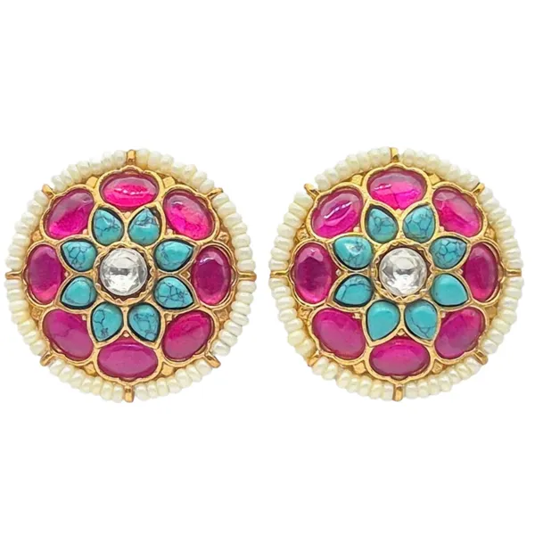 Pink_And_Turquoise_Jadau_&_Turquoise_Earrings_For_Women
