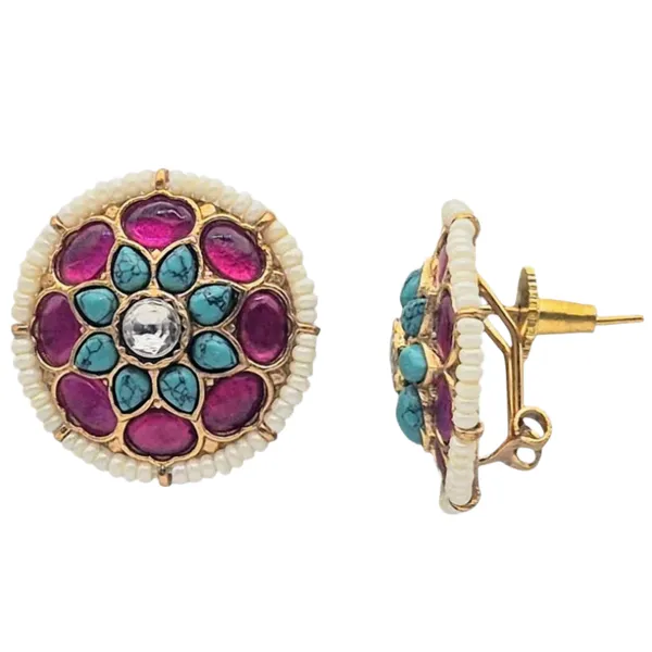 Pink_And_Turquoise_Jadau_&_Turquoise_Earrings_For_Women