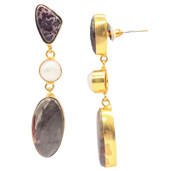 Brown_Jasper_&_Pearl_Earrings_For_Women