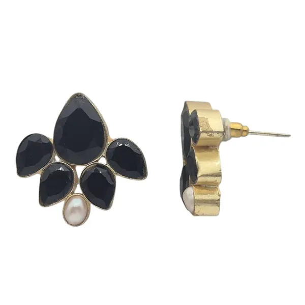 Black_Quartz_&_Pearl_Earrings_For_Women