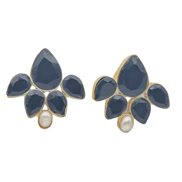 Black_Quartz_&_Pearl_Earrings_For_Women