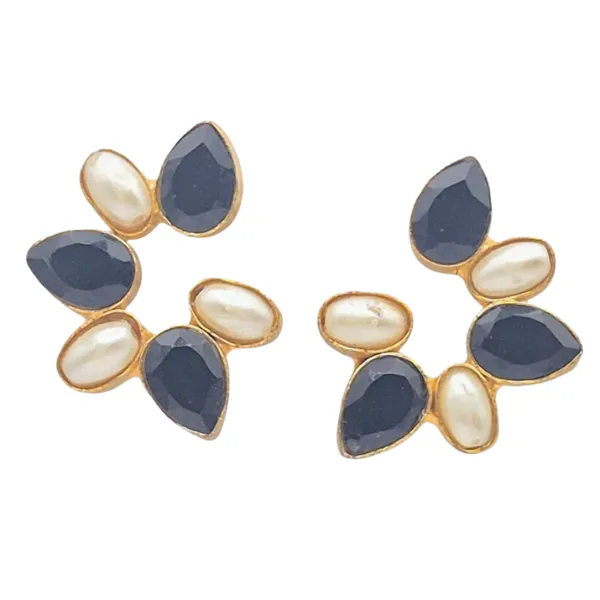 Black_Quartz_&_Pearl_Earrings_For_Women