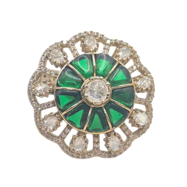 Dark_Green_Moissanite_&_Brass_Ring_For_Women