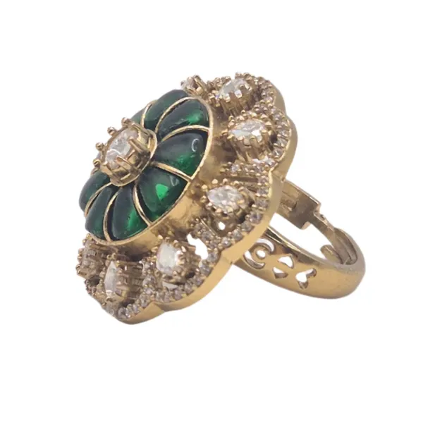 Dark_Green_Moissanite_&_Brass_Ring_For_Women