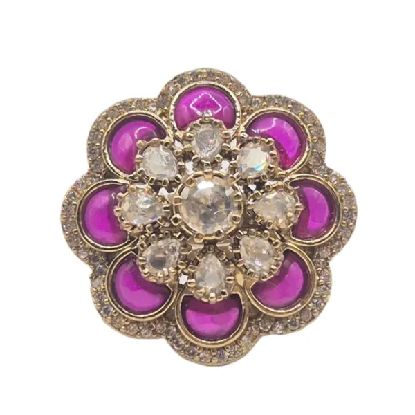 Red_And_White_Moissanite_&_Brass_Ring_For_Women