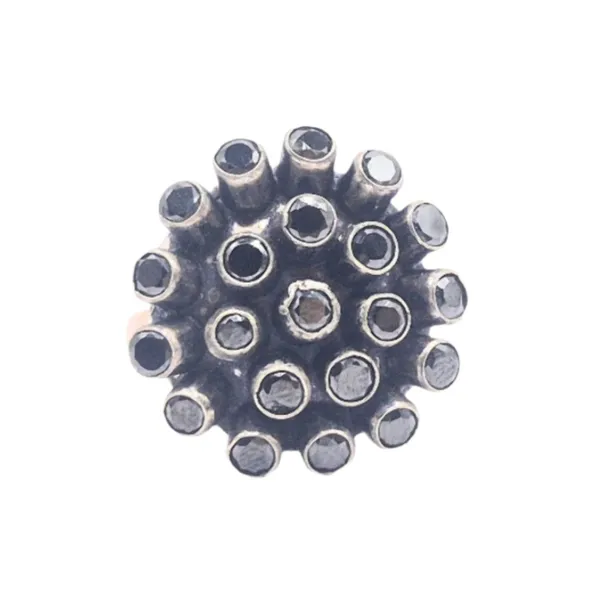 Silver_And_Black_German_Silver_&_Cz_Ring_For_Women