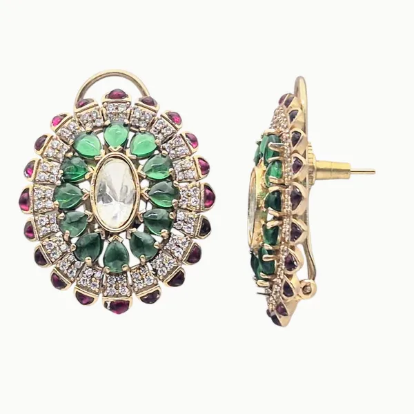 Red_And_Green_Kundan_&_Brass_Earrings_For_Women